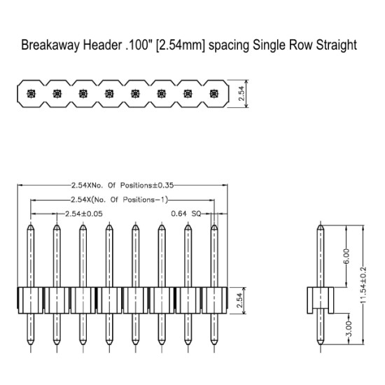 Header Pin Male Straight (Breakaway) 