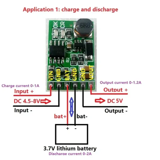 DD05CVSA 6W 5V UPS mobile power 2 in 1 Board Charger & Step-up DC DC Converter Module for 18650 lithium battery