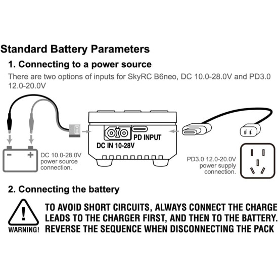 SKYRC B6Neo: Balance Lipo Battery Charger for 1S-6S Lipo/Li-Ion/LiHV, 1-15S NiMH/NiCd - DC 200W, PD 80W, Smart Battery Charger, Discharger and Storage (Blue-Red) TYPE C
