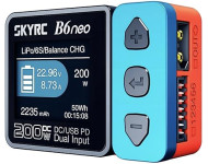 SKYRC B6Neo: Balance Lipo Battery Charger for 1S-6S Lipo/Li-Ion/LiHV, 1-15S NiMH/NiCd - DC 200W, PD 80W, Smart Battery Charger, Discharger and Storage (Blue-Red) TYPE C