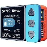 SKYRC B6Neo: Balance Lipo Battery Charger for 1S-6S Lipo/Li-Ion/LiHV, 1-15S NiMH/NiCd - DC 200W, PD 80W, Smart Battery Charger, Discharger and Storage (Blue-Red) TYPE C