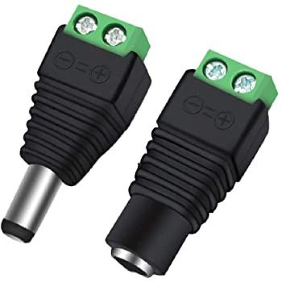 DC Power adapter - 2.1mm Jack/Plug to screw terminal block Male-Female Pair