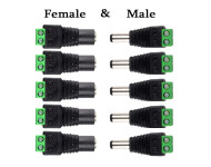 DC Power adapter - 2.1mm Jack/Plug to screw terminal block Male-Female Pair