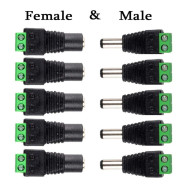 DC Power adapter - 2.1mm Jack/Plug to screw terminal block Male-Female Pair
