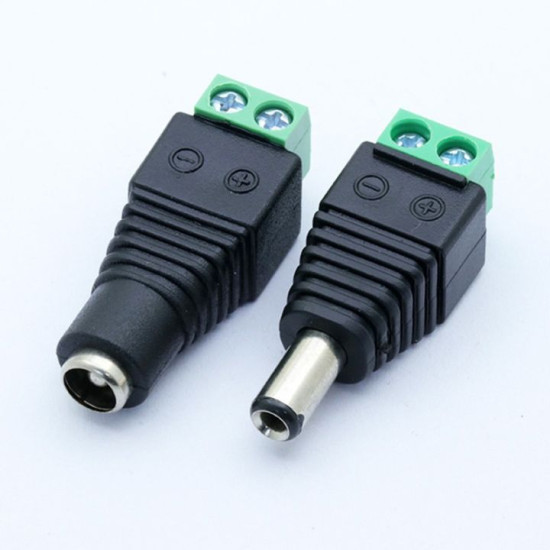 DC Power adapter - 2.1mm Jack/Plug to screw terminal block Male-Female Pair