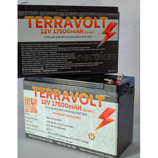 TERRAVOLT™  - 12V 17500mAH (17.5AH) HIGH PERFORMANCE LITHIUM ION BATTERY (CHARGER INCLUDED)