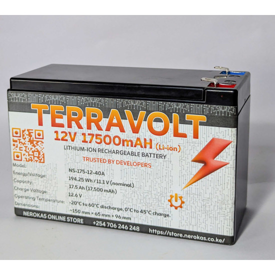 TERRAVOLT™  - 12V 17500mAH (17.5AH) HIGH PERFORMANCE LITHIUM ION BATTERY (CHARGER INCLUDED)