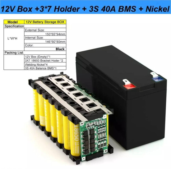 12V 7AH Battery Lithium - DIY Kit