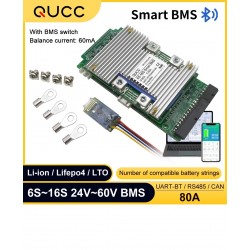  Smart BMS 6S-16S 80A with Bluetooth UART 485 CAN