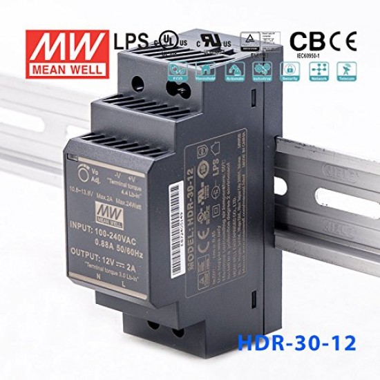 12V 2A DC Power Supply DIN Rail - HDR-30-12 (Switched Mode)