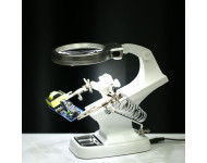 Solder Iron Stand with Magnifier Glass and Clamp Tool