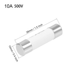 0.5A 500V 10x38mm Ceramic Cartridge Fuse (50kA Interrupting Capacity)