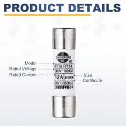 10 x 38 mm Ceramic Cartridge Fuse 12A 380V 100kA