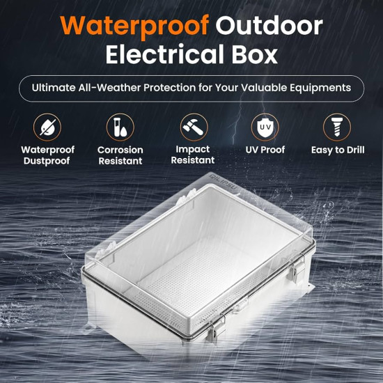 Enclosure Clear Top Hinged 410x310x180mm IP65 Waterproof Enclosure Clear Top Hinged 410x310x180mm IP65 Waterproof