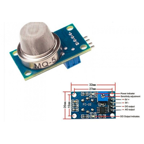 MQ-5 Gas Sensor Module for LPG, Natural Gas, and Coal Gas MQ-5 Gas Sensor Module for LPG, Natural Gas, and Coal Gas