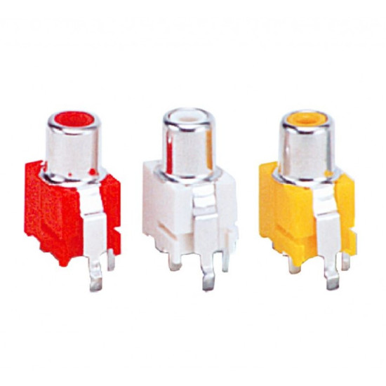 RCA Female Socket 1-Port 2-Pin PCB Mount (Straight, Red)