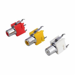 RCA Female Socket 1-Port 2-Pin PCB Mount (Straight, Red)