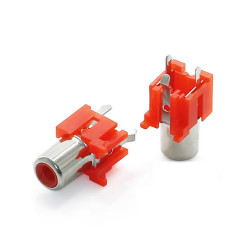 RCA Female Socket 1-Port 2-Pin PCB Mount (Straight, Red)