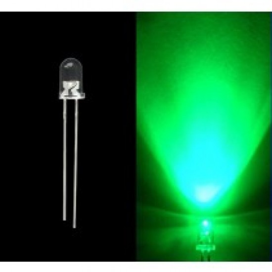 LED 5MM GREEN WATER CLEAR SUPER BRIGHT 