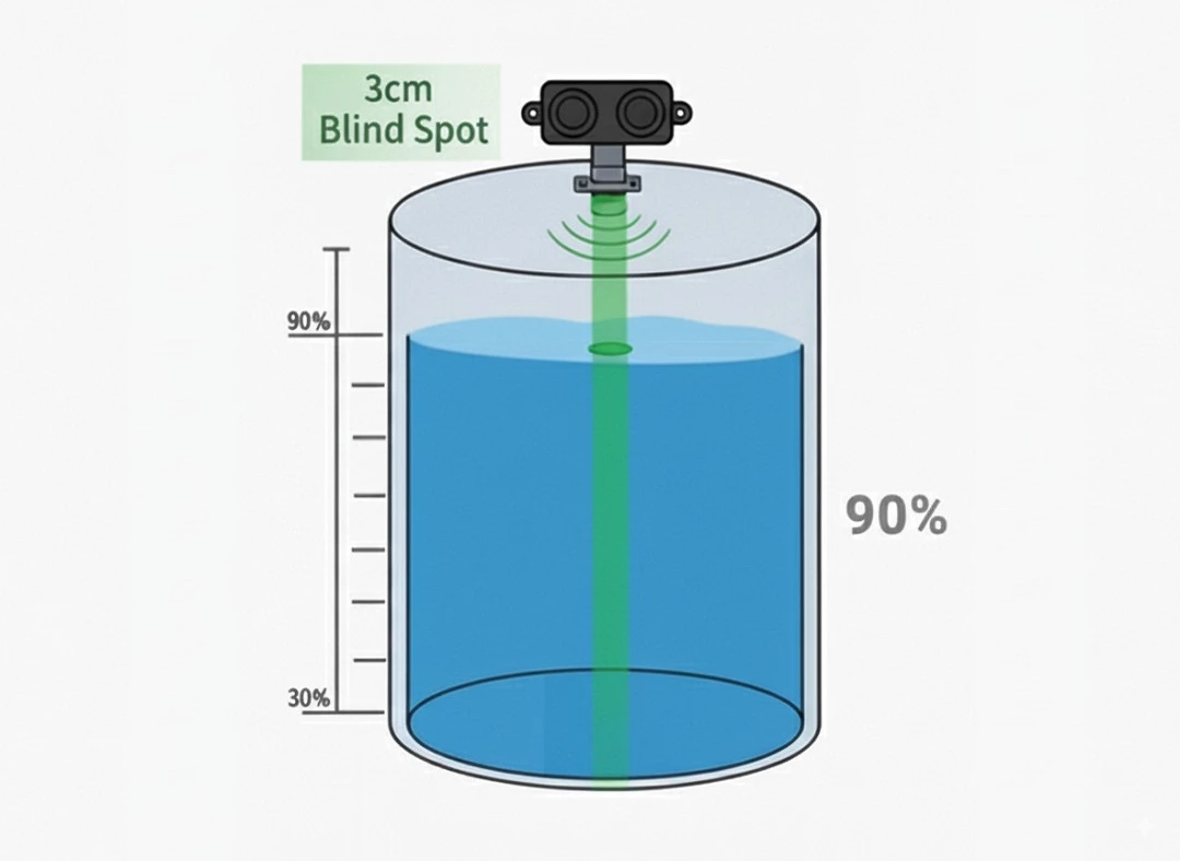 A02YYUW Waterproof Ultrasonic Sensor features 3cm Blind Spot